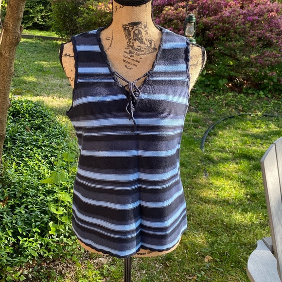 3/$30 Caslon 100% Cotton dark and light navy blue sz M - Picture 3 of 9